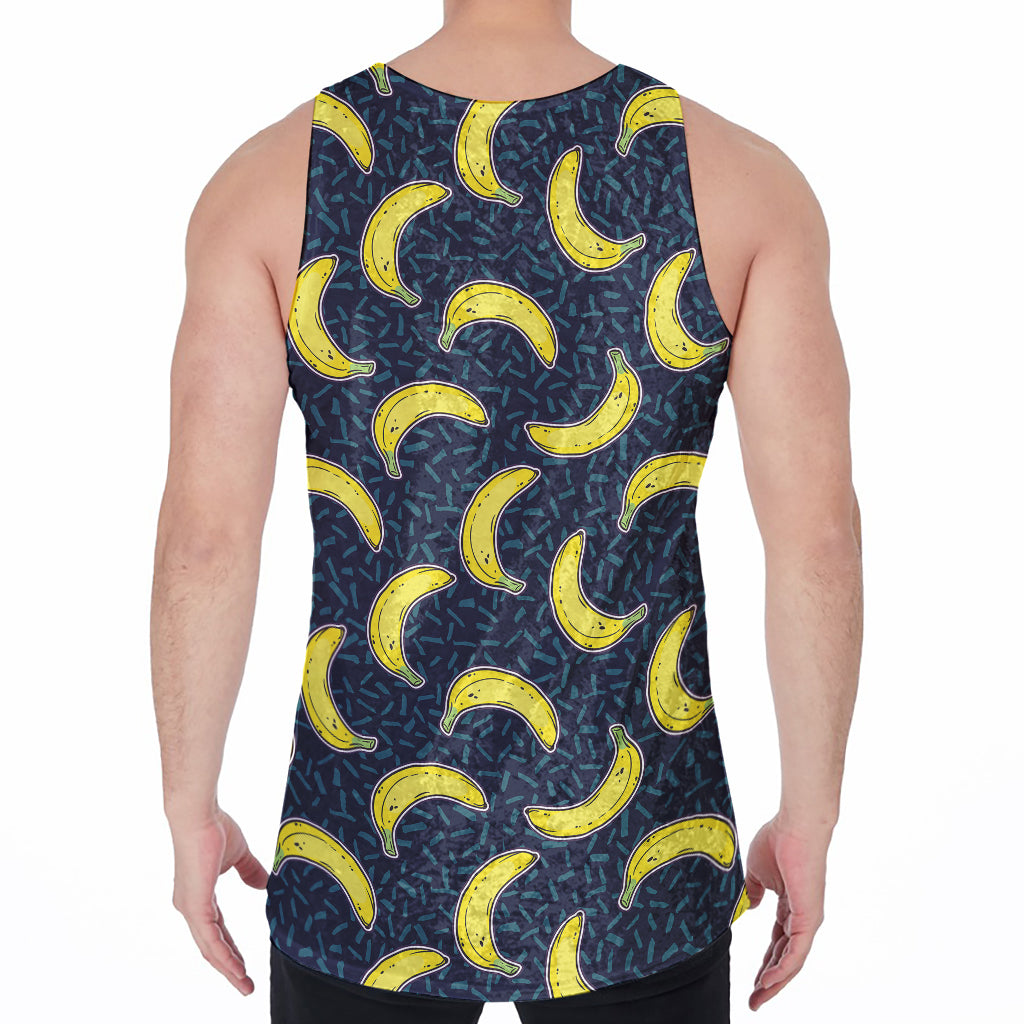 Banana Fruit Pattern Print Men's Velvet Tank Top