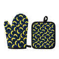 Banana Fruit Pattern Print Oven Mitt And Pot Holder Set