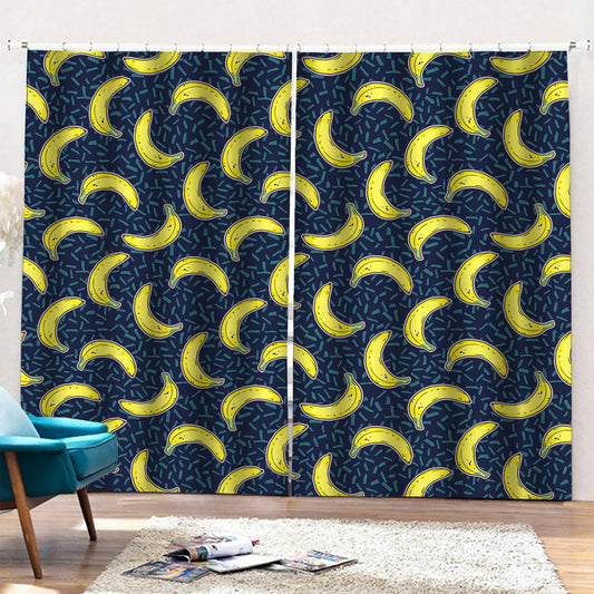 Banana Fruit Pattern Print Pencil Pleat Curtains