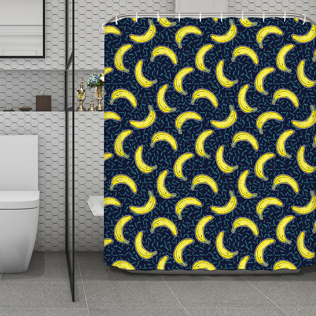 Banana Fruit Pattern Print Polyester Shower Curtain