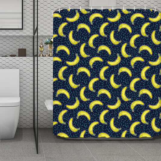 Banana Fruit Pattern Print Polyester Shower Curtain