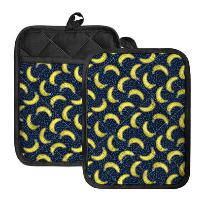 Banana Fruit Pattern Print Pot Holders With Pocket