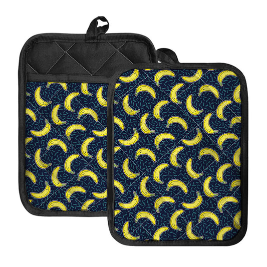Banana Fruit Pattern Print Pot Holders With Pocket