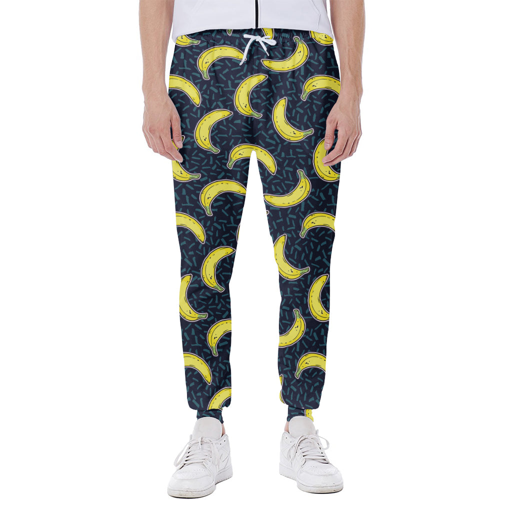 Banana Fruit Pattern Print Scuba Joggers
