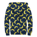 Banana Fruit Pattern Print Sherpa Lined Zip Up Hoodie