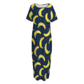Banana Fruit Pattern Print Short Sleeve Long Nightdress