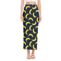 Banana Fruit Pattern Print Side Slit Maxi Skirt