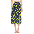 Banana Fruit Pattern Print Side Slit Midi Skirt