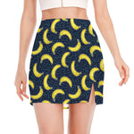 Banana Fruit Pattern Print Side Slit Mini Skirt