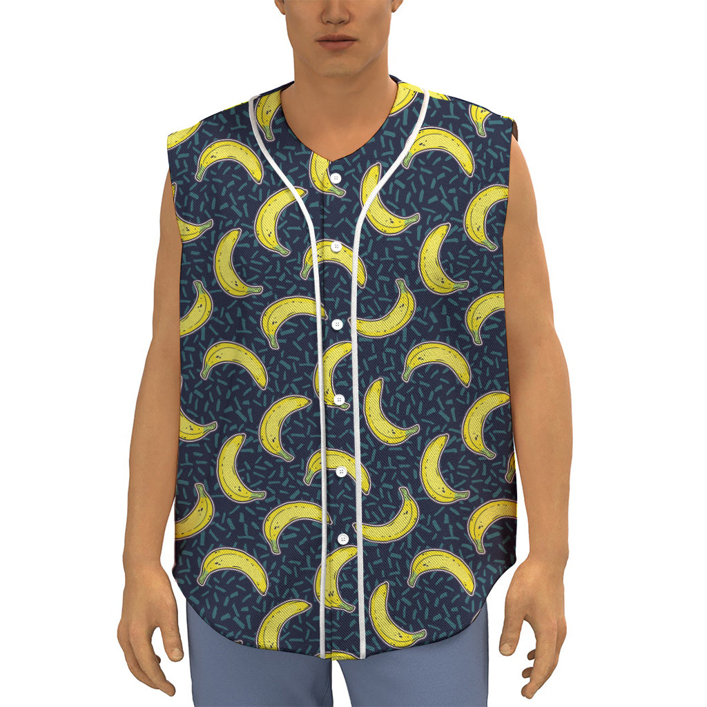 Banana Fruit Pattern Print Sleeveless Baseball Jersey
