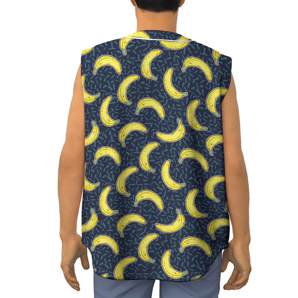 Banana Fruit Pattern Print Sleeveless Baseball Jersey