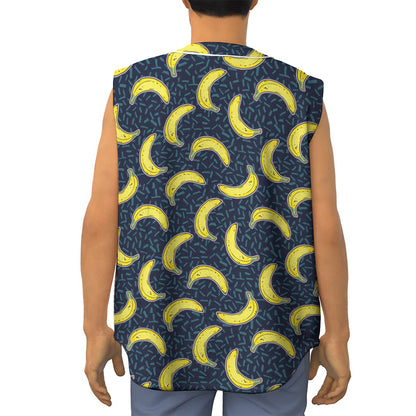 Banana Fruit Pattern Print Sleeveless Baseball Jersey