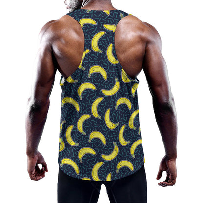 Banana Fruit Pattern Print Training Tank Top