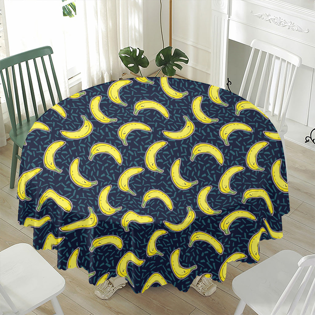 Banana Fruit Pattern Print Waterproof Round Tablecloth