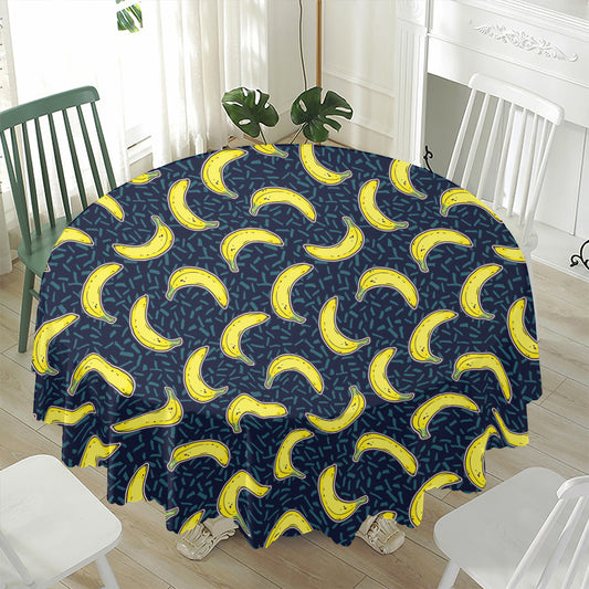 Banana Fruit Pattern Print Waterproof Round Tablecloth
