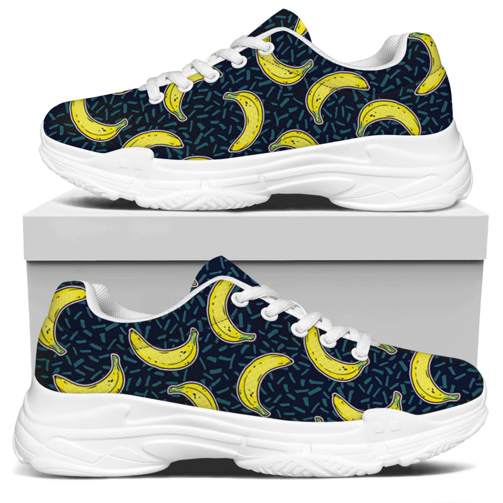 Banana Fruit Pattern Print White Chunky Shoes