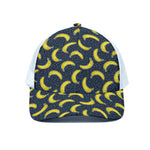 Banana Fruit Pattern Print White Mesh Trucker Cap