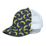 Banana Fruit Pattern Print White Mesh Trucker Cap