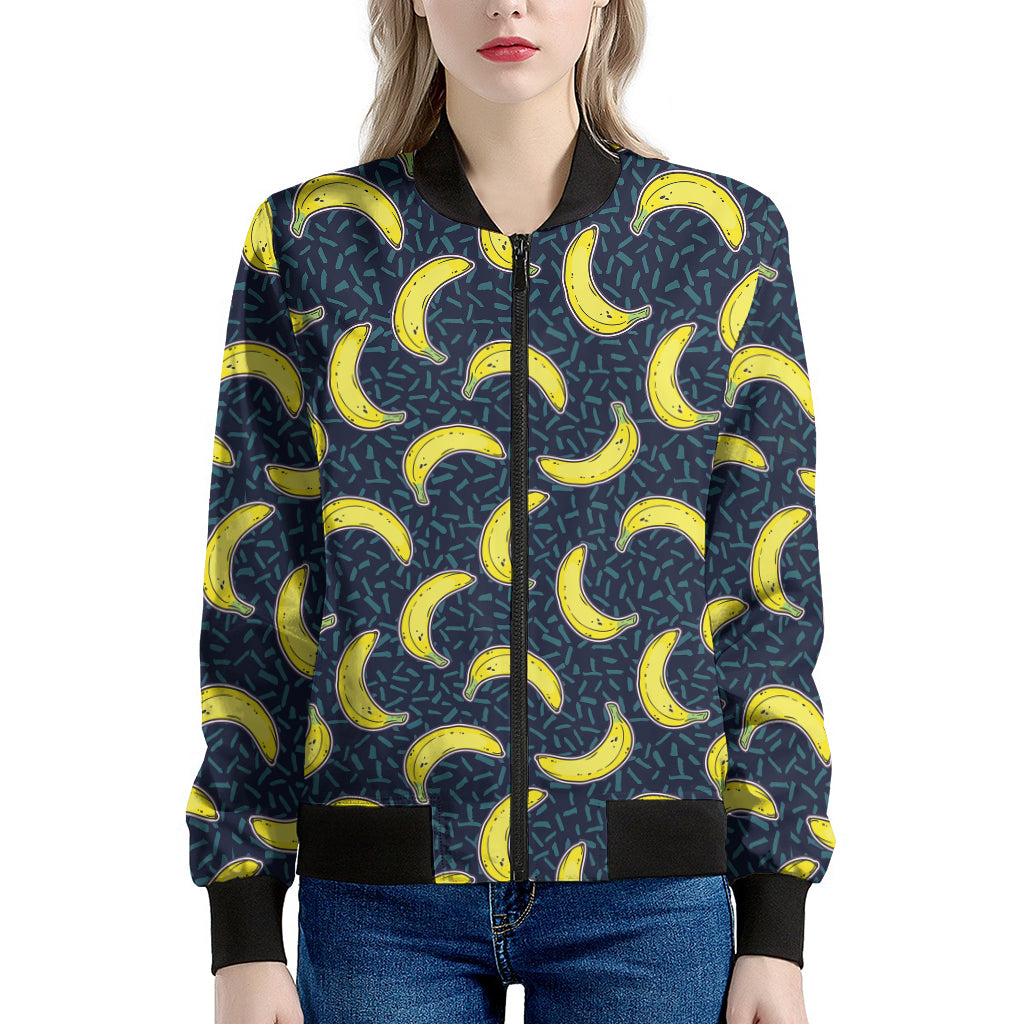 Banana Fruit Pattern Print Women's Bomber Jacket