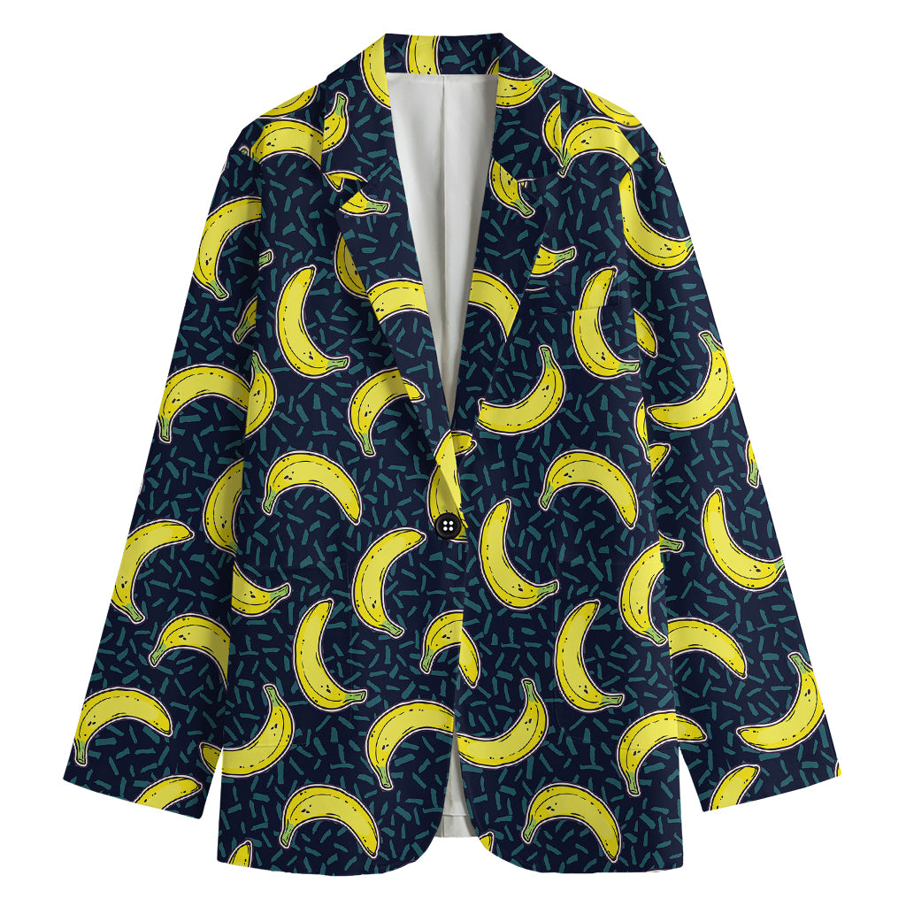 Banana Fruit Pattern Print Women's Cotton Blazer