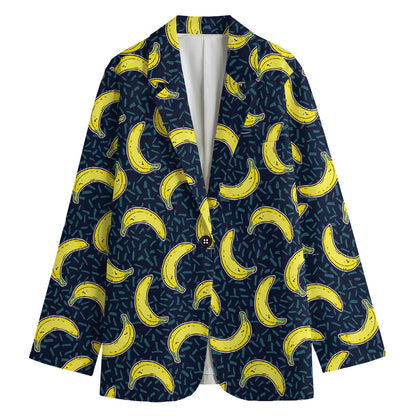 Banana Fruit Pattern Print Women's Cotton Blazer
