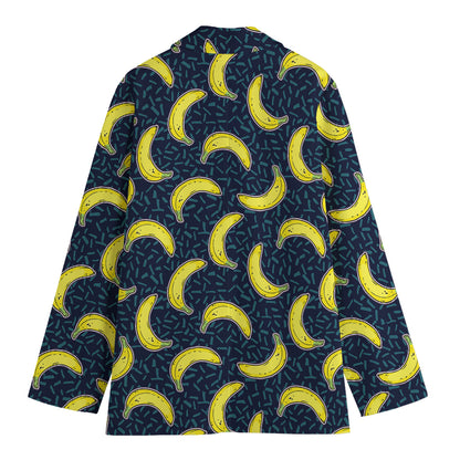 Banana Fruit Pattern Print Women's Cotton Blazer