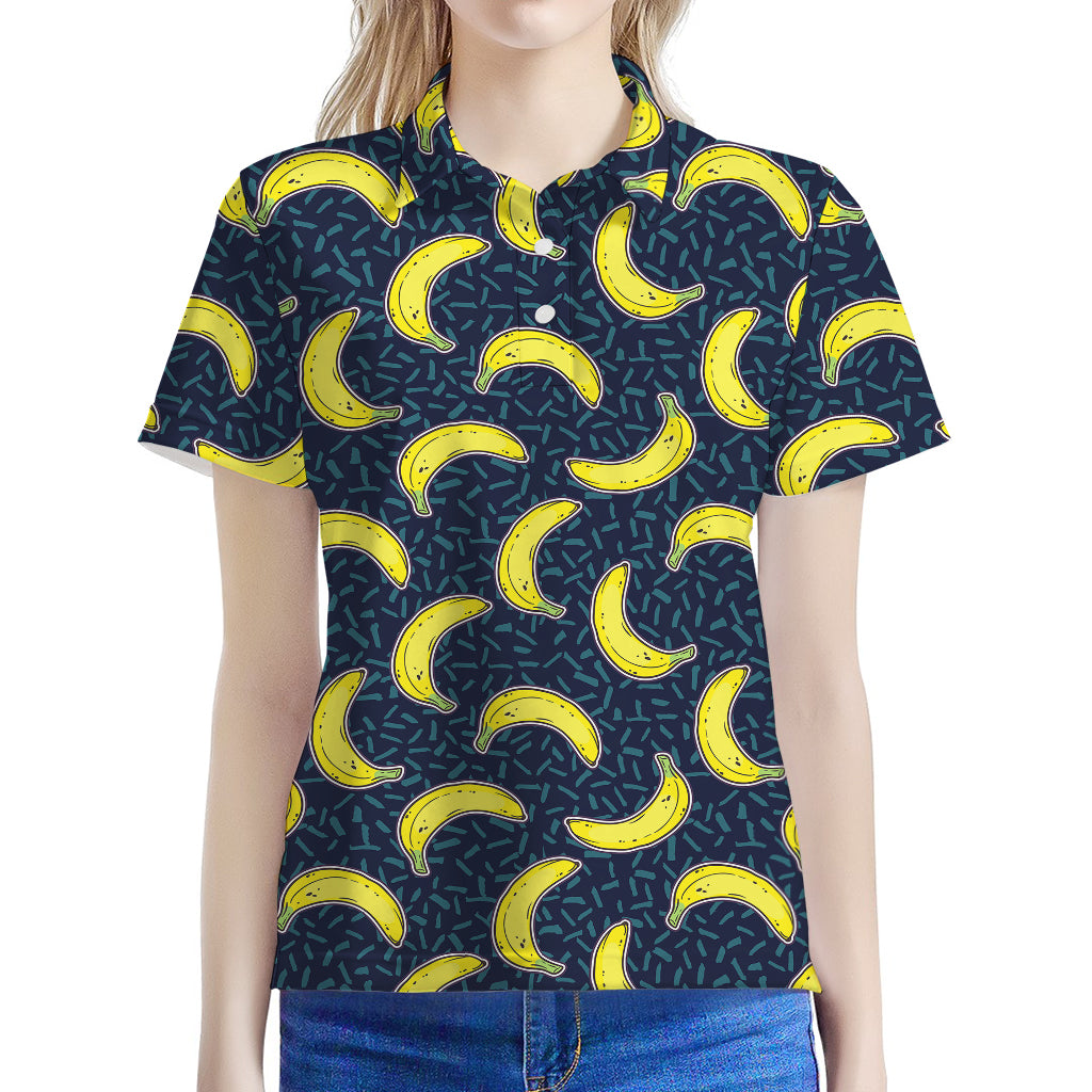 Banana Fruit Pattern Print Women's Polo Shirt