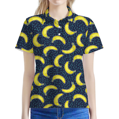 Banana Fruit Pattern Print Women's Polo Shirt