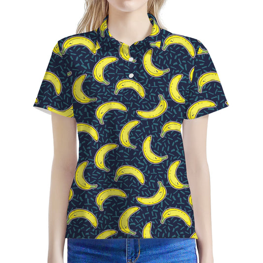 Banana Fruit Pattern Print Women's Polo Shirt