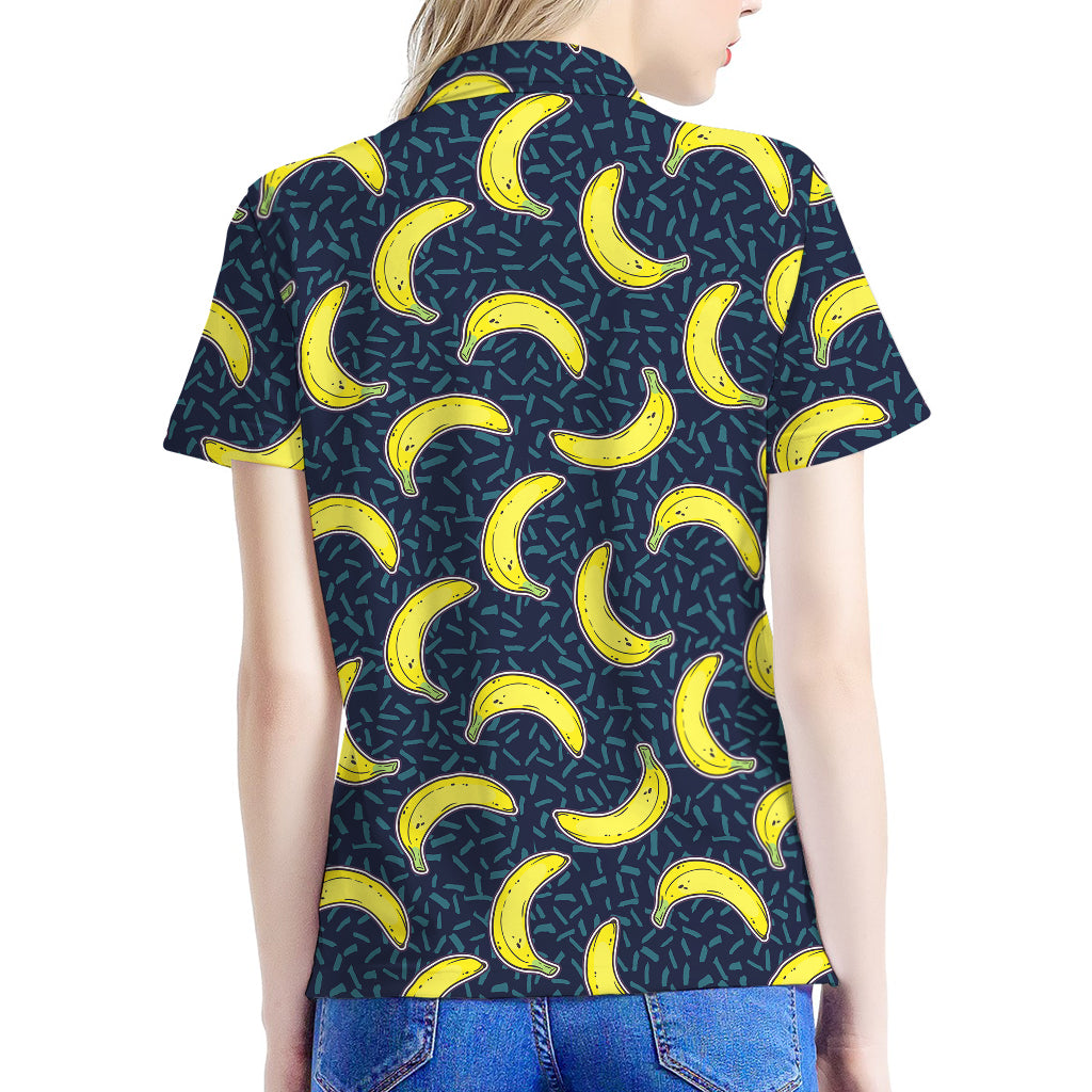 Banana Fruit Pattern Print Women's Polo Shirt