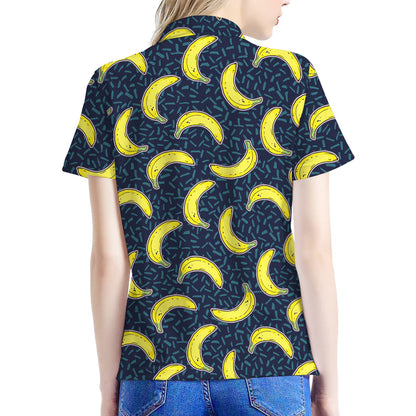 Banana Fruit Pattern Print Women's Polo Shirt