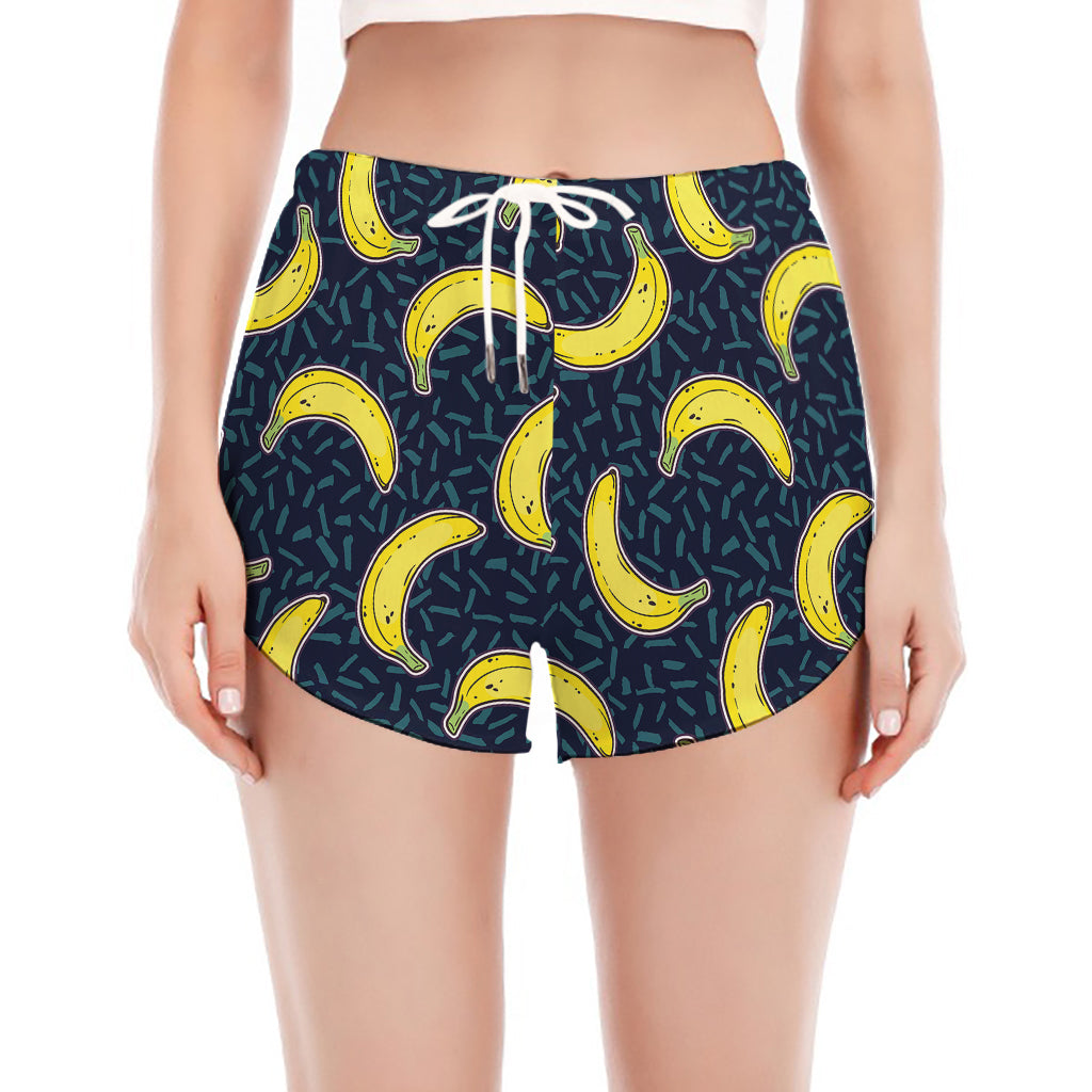 Banana Fruit Pattern Print Women's Split Running Shorts