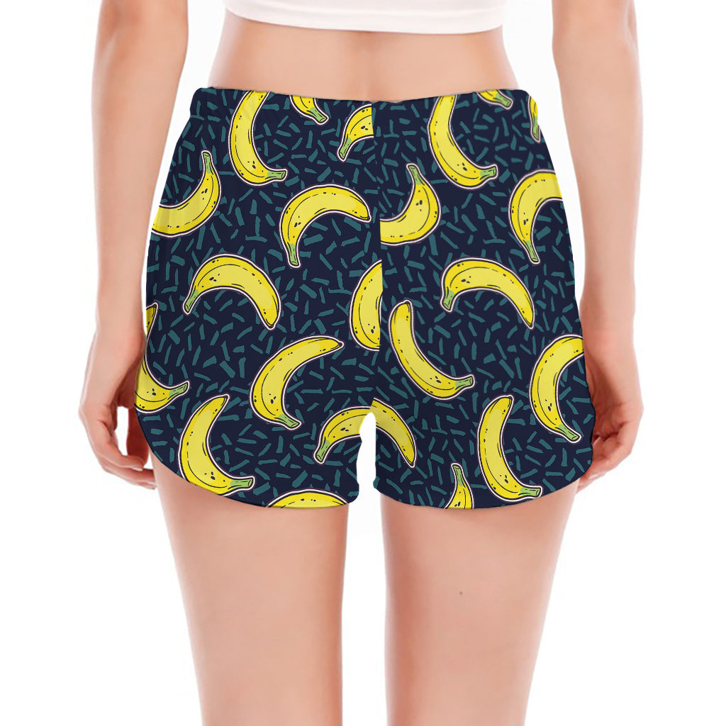 Banana Fruit Pattern Print Women's Split Running Shorts