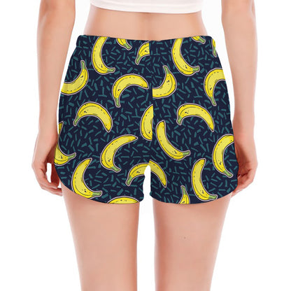 Banana Fruit Pattern Print Women's Split Running Shorts