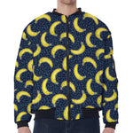 Banana Fruit Pattern Print Zip Sleeve Bomber Jacket