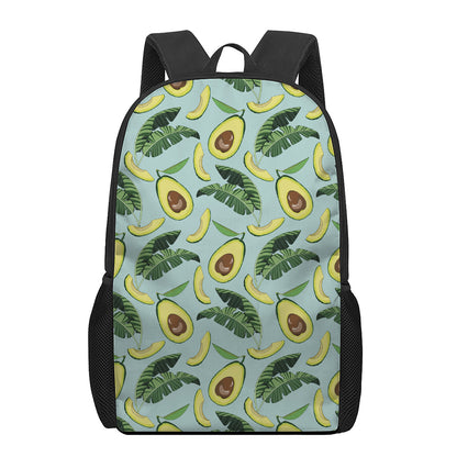 Banana Leaf Avocado Pattern Print 17 Inch Backpack