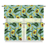 Banana Leaf Avocado Pattern Print 3 Piece Kitchen Curtains