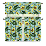Banana Leaf Avocado Pattern Print 3 Piece Kitchen Curtains