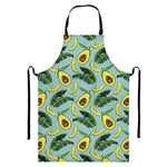 Banana Leaf Avocado Pattern Print Bib Apron With Pocket