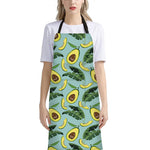 Banana Leaf Avocado Pattern Print Bib Apron With Pocket