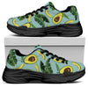 Banana Leaf Avocado Pattern Print Black Chunky Shoes