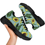 Banana Leaf Avocado Pattern Print Black Chunky Shoes