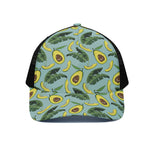 Banana Leaf Avocado Pattern Print Black Mesh Trucker Cap