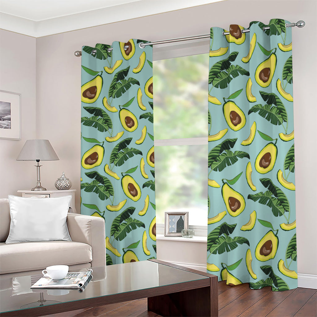 Banana Leaf Avocado Pattern Print Blackout Grommet Curtains