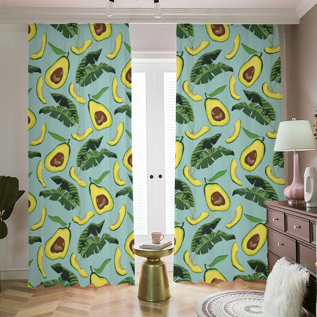 Banana Leaf Avocado Pattern Print Blackout Pencil Pleat Curtains