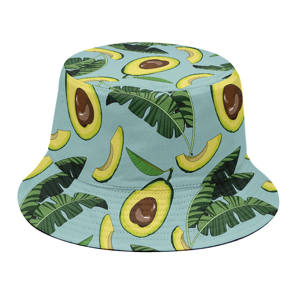 Banana Leaf Avocado Pattern Print Bucket Hat