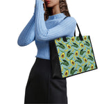 Banana Leaf Avocado Pattern Print Canvas Tote Bag