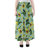 Banana Leaf Avocado Pattern Print Chiffon Maxi Skirt