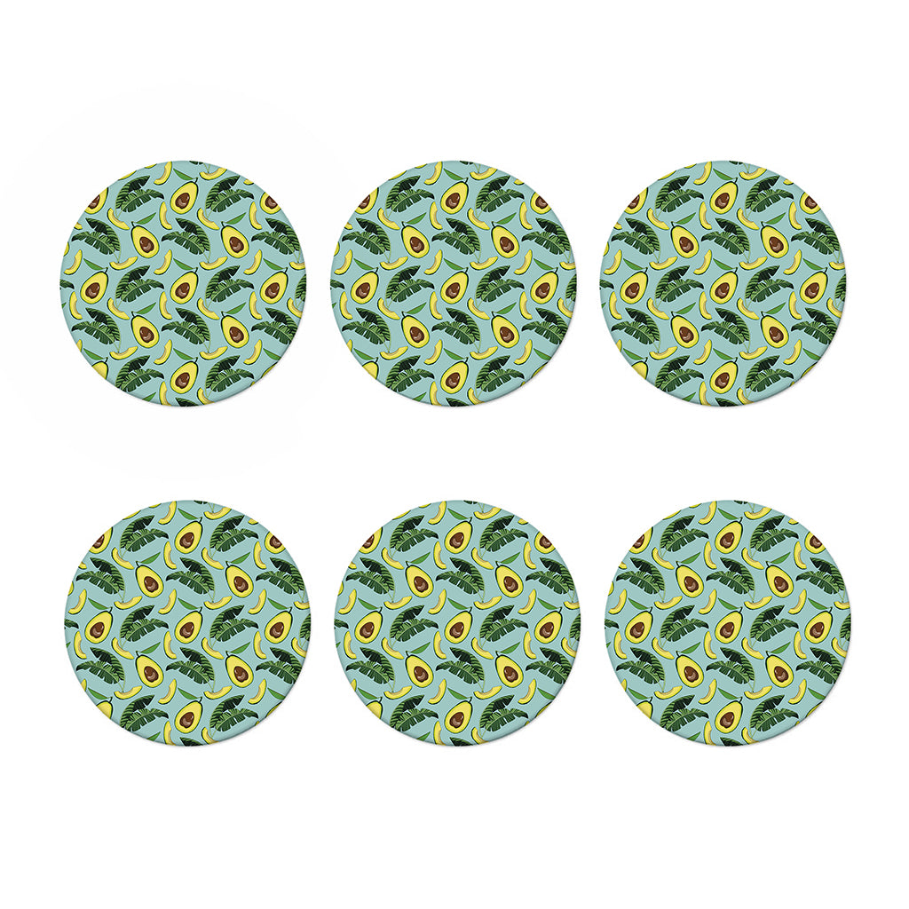Banana Leaf Avocado Pattern Print Coaster Set