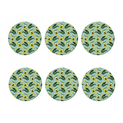 Banana Leaf Avocado Pattern Print Coaster Set